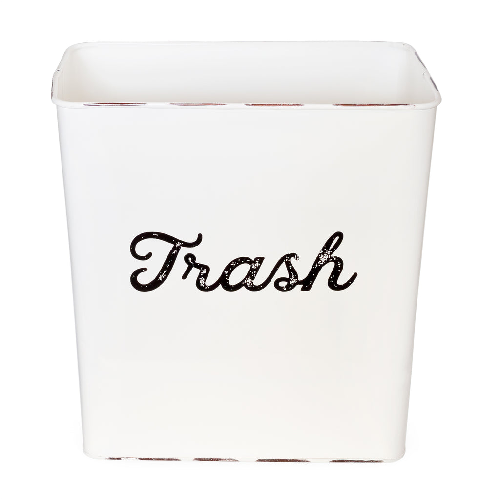 White Enamel Trash Can - sh2032ah1