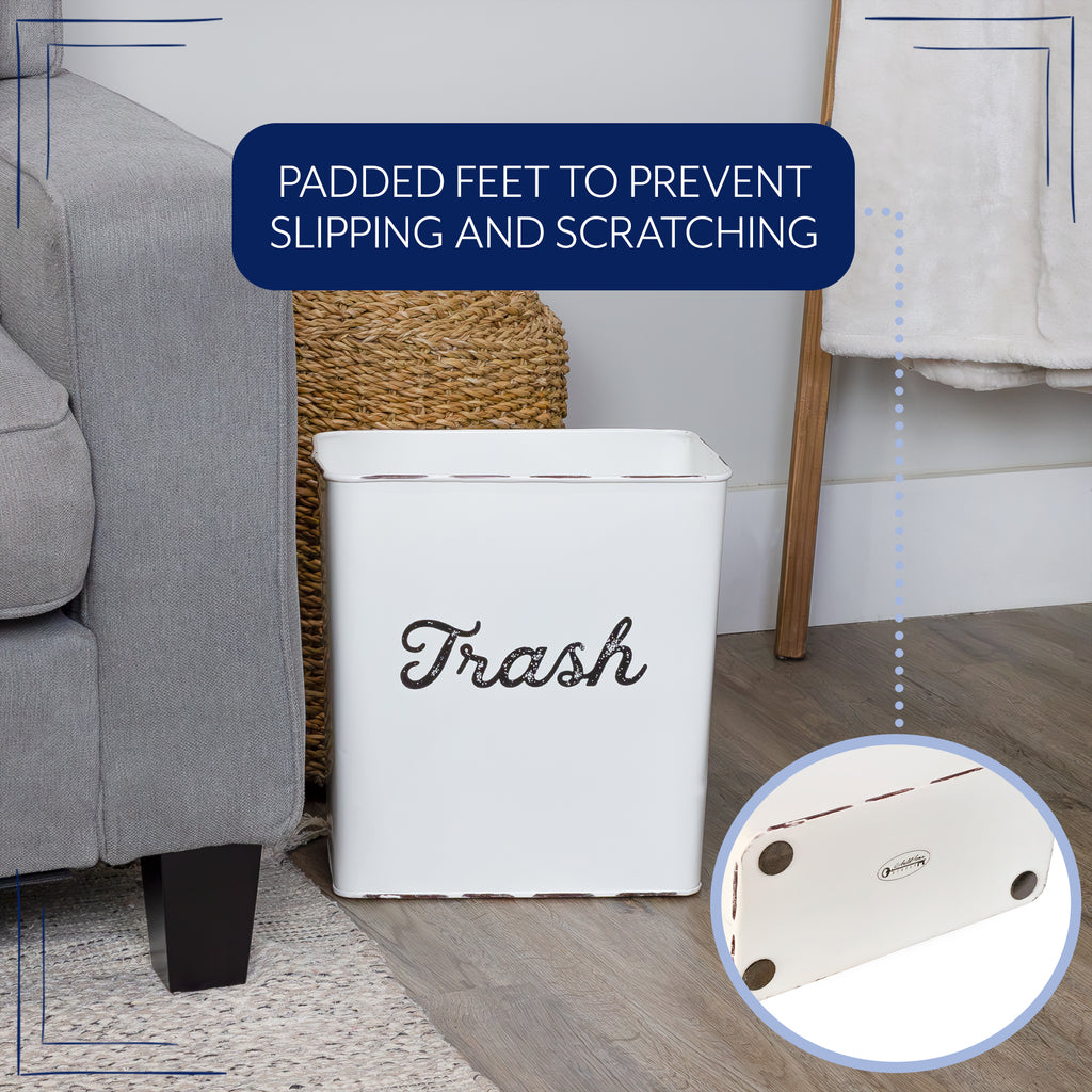White Enamel Trash Can - sh2032ah1