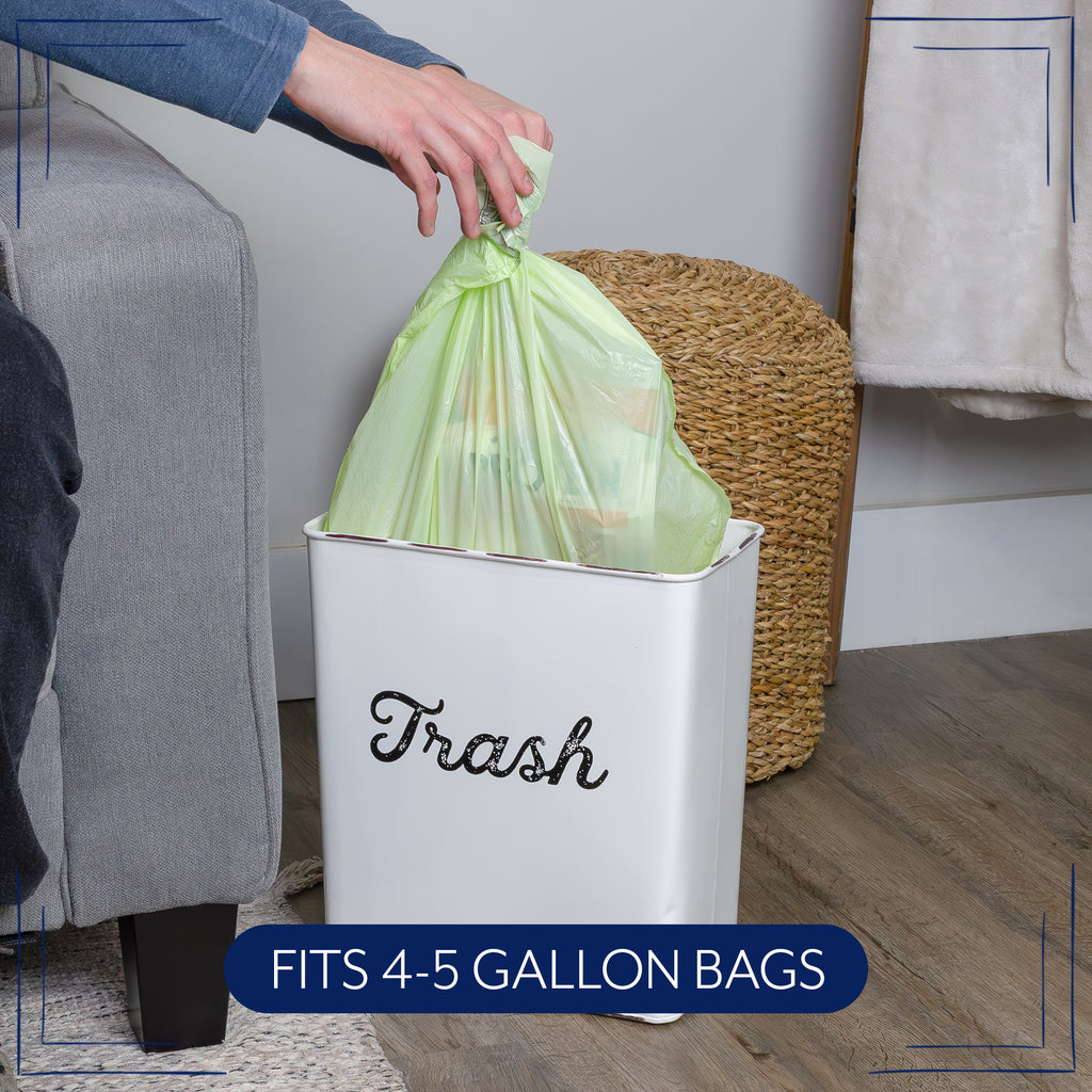 White Enamel Trash Can - sh2032ah1
