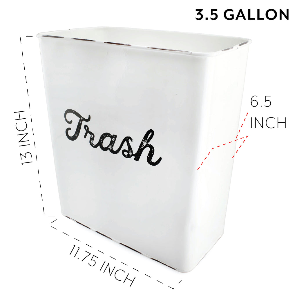 White Enamelware Trash Can - sh2032ah1