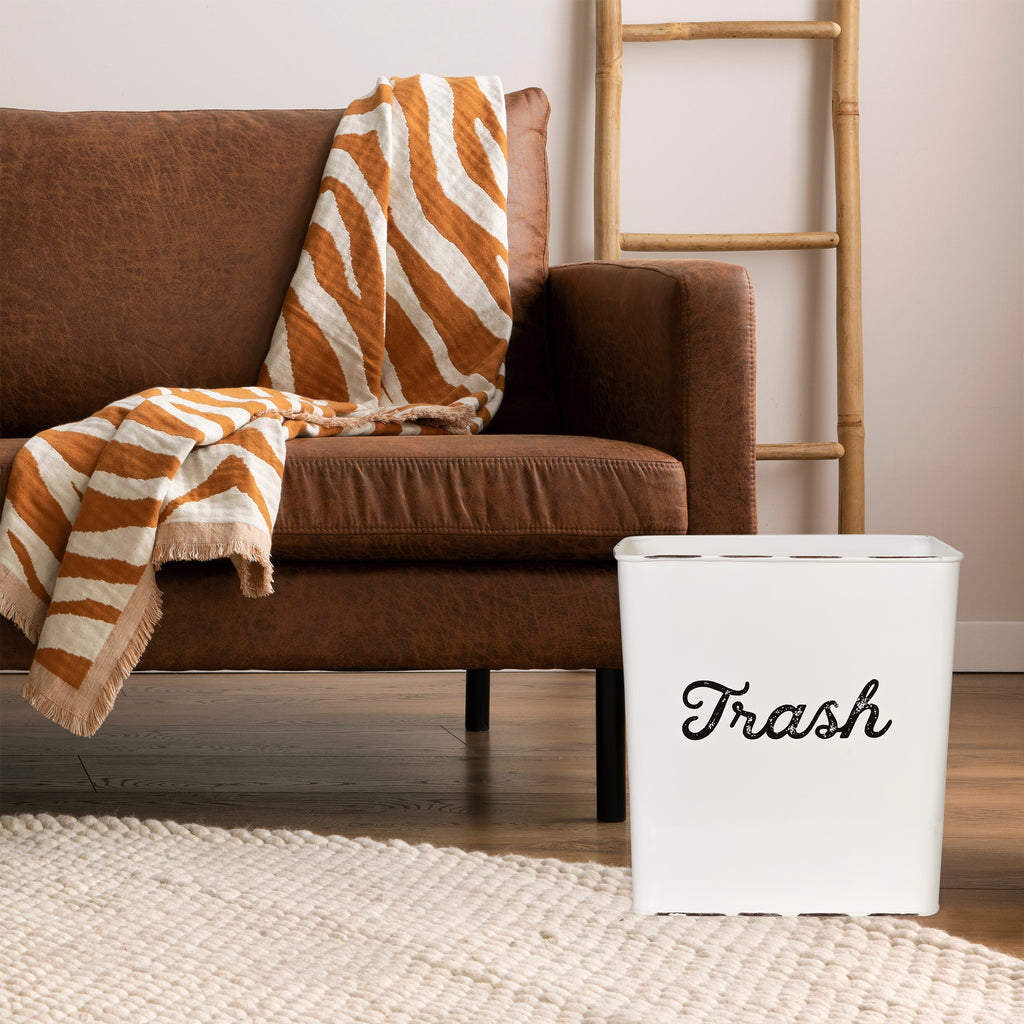 White Enamel Trash Can - sh2032ah1