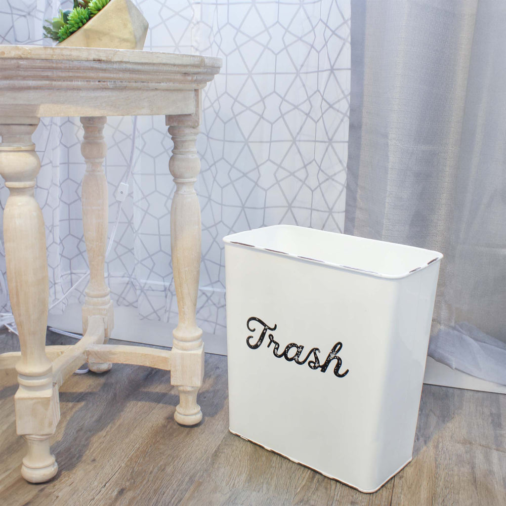 White Enamel Trash Can - sh2032ah1