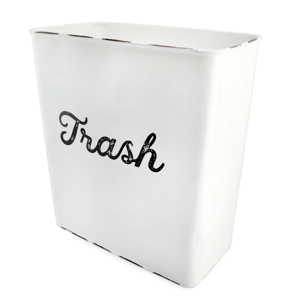 White Enamel Trash Can - sh2032ah1