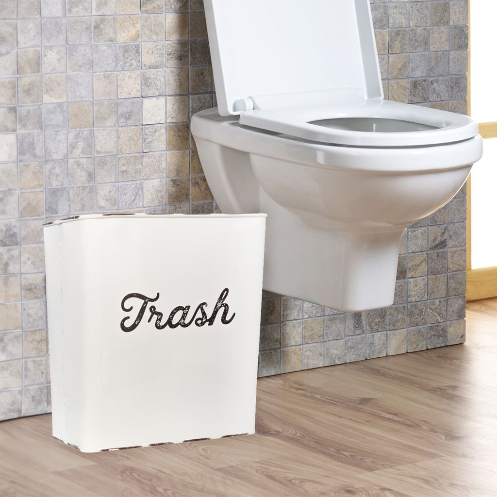 White Enamel Trash Can - sh2032ah1