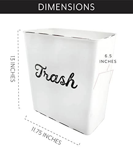 White Enamel Trash Can - sh2032ah1