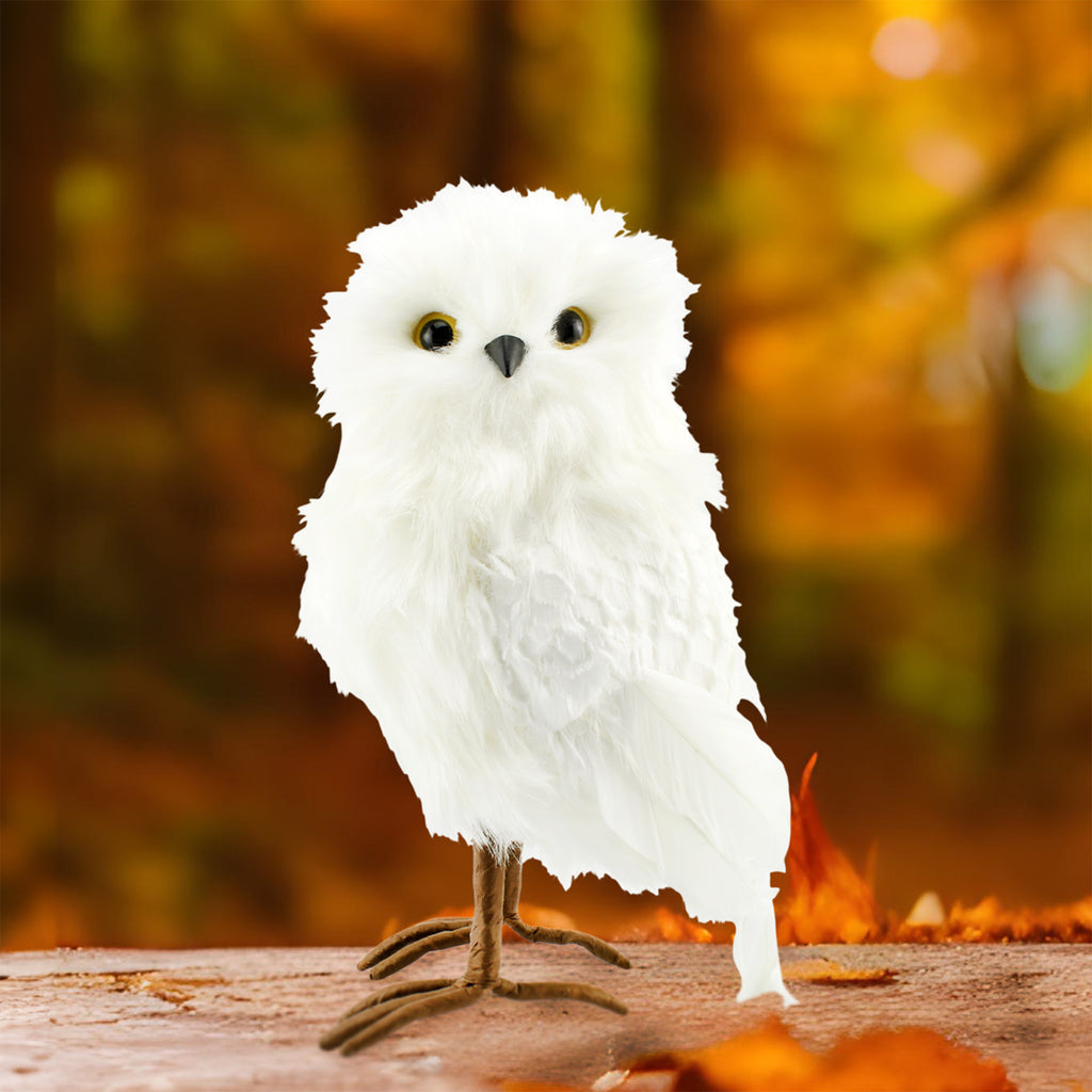 Fake Stuffed Owl Figure, 10.5-Inch Tall Bird - sh1990Dcr0Owl