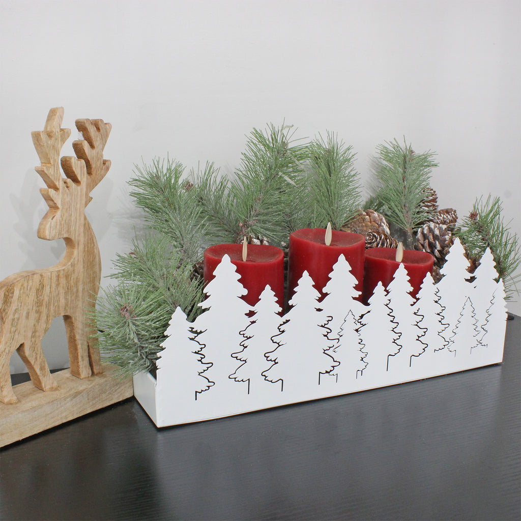Christmas Tree Galvanized Tray (White, Case of 10) - 10X_SH_2049_CASE