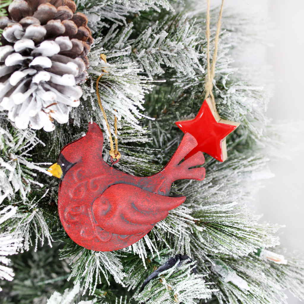 Tin Cardinal Christmas Ornaments (Set of 3) - sh2034ah1