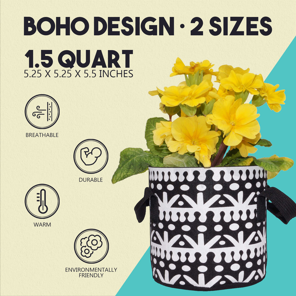 Boho Mini Grow Bags (Set of 4, Boho Design) - sh2079dar0