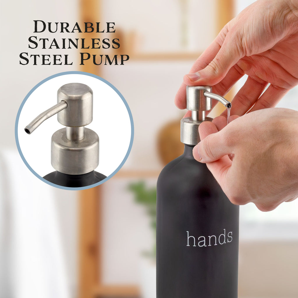 16oz Hands Dishes Pump Bottles (Black, Set of 2) - sh2078cb0