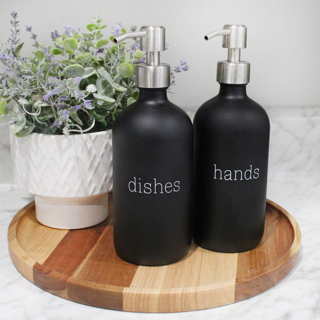 16oz Hands Dishes Pump Bottles (Black, Set of 2) - sh2078cb0