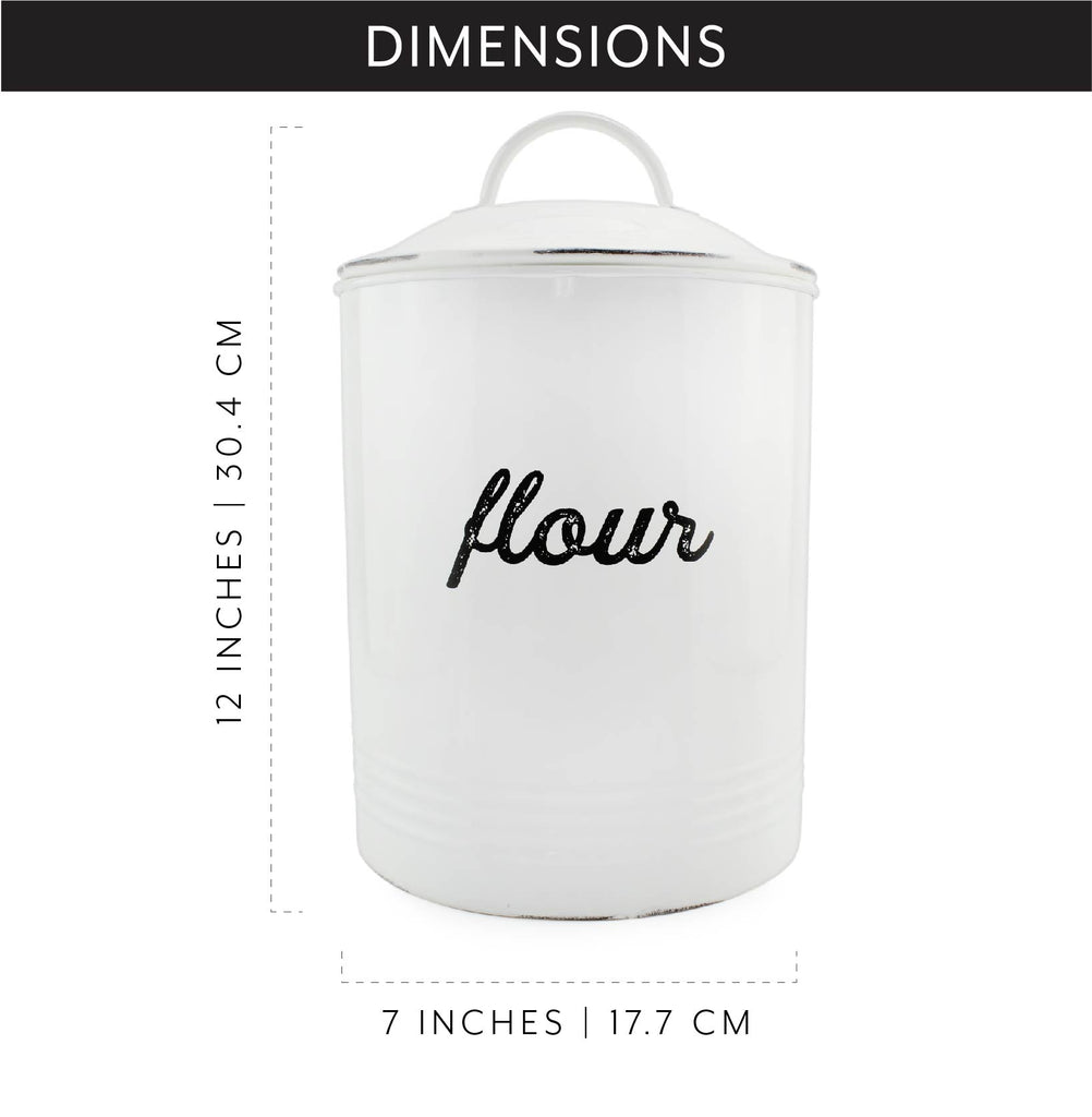 Enamelware White Flour Canister - sh2065ah1