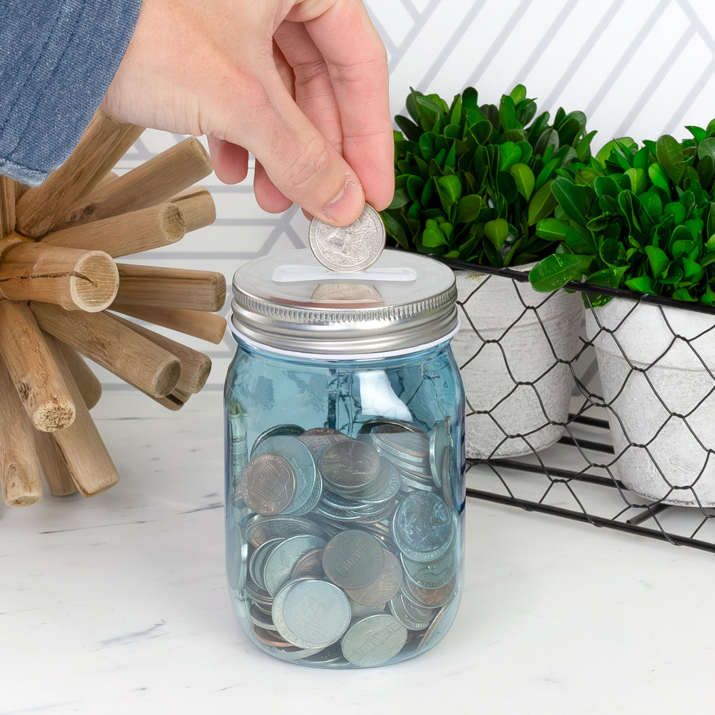 Small Coin Bank Jars (4-Pack, Blue) - CBKit016