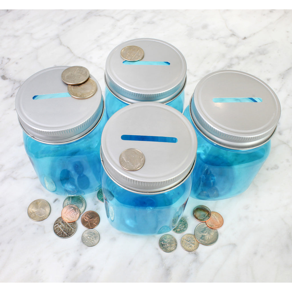 Small Coin Bank Jars (4-Pack, Blue) - CBKit016