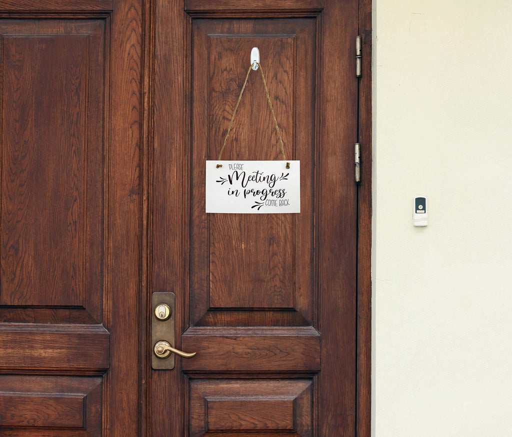 Meeting in Progress / Do Not Disturb Wood Sign (White, Case of 40) - 40X_SH_2096_CASE