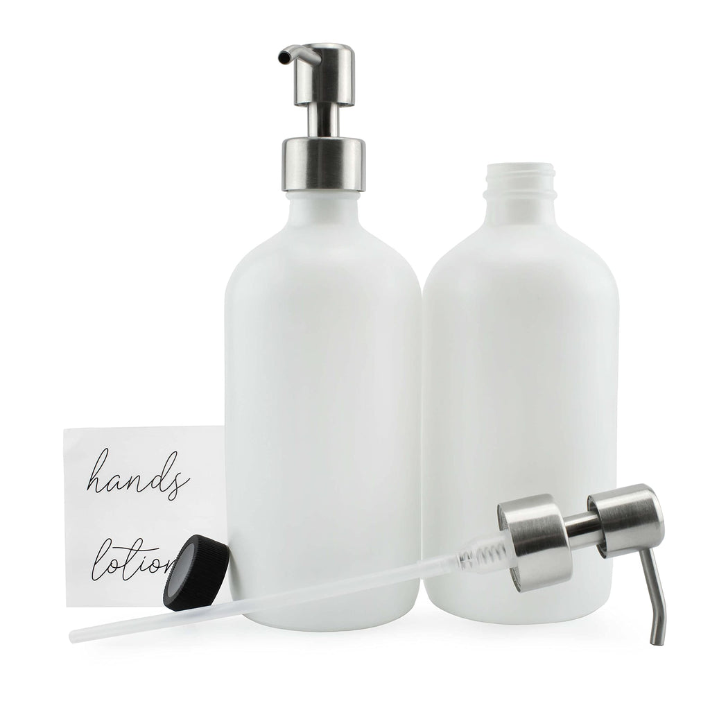 16oz White Glass Soap Dispensers (2-Pack) - sh2098dar0