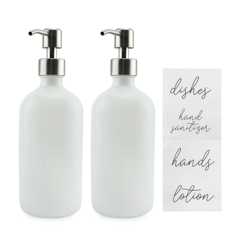 16oz White Glass Soap Dispensers (2-Pack) - sh2098dar0