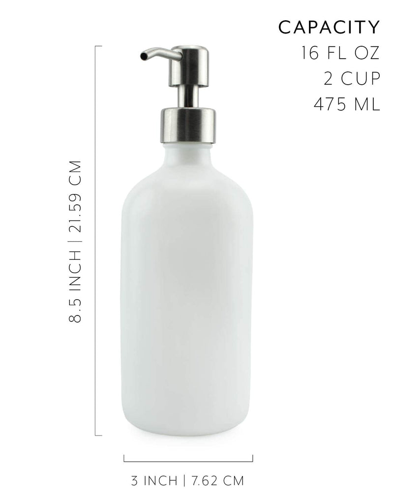 16oz White Glass Soap Dispensers (Case of 40) - SH_2098_CASE