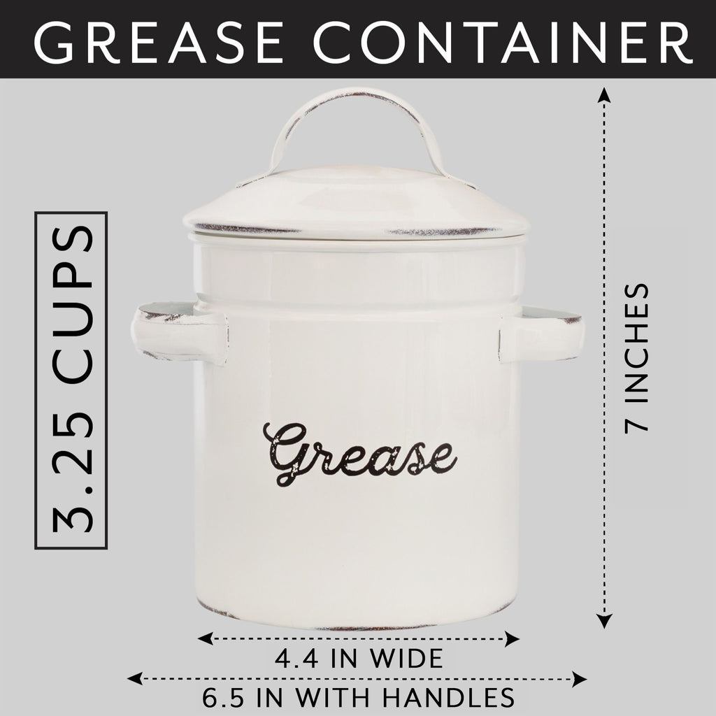 White Enamelware Grease Container - sh2072ah1