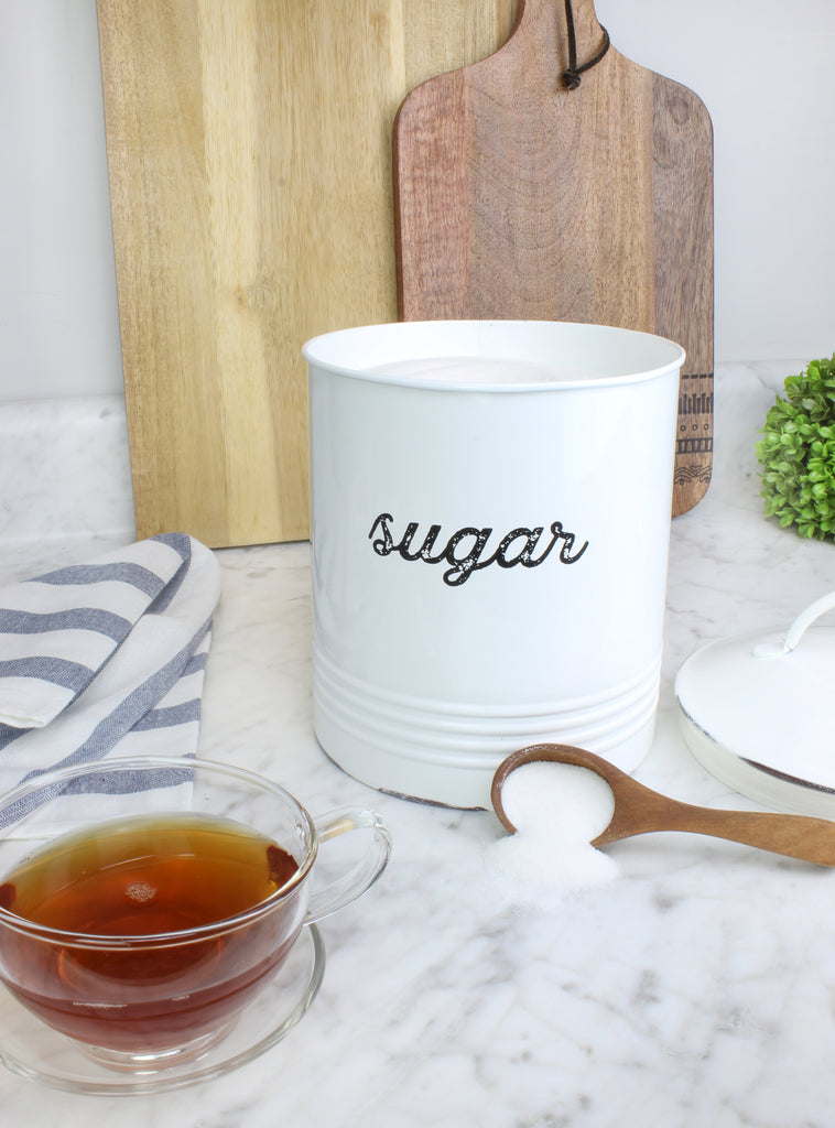 Enamelware White Sugar Canister (Case of 8) - 8X_SH_2066_CASE