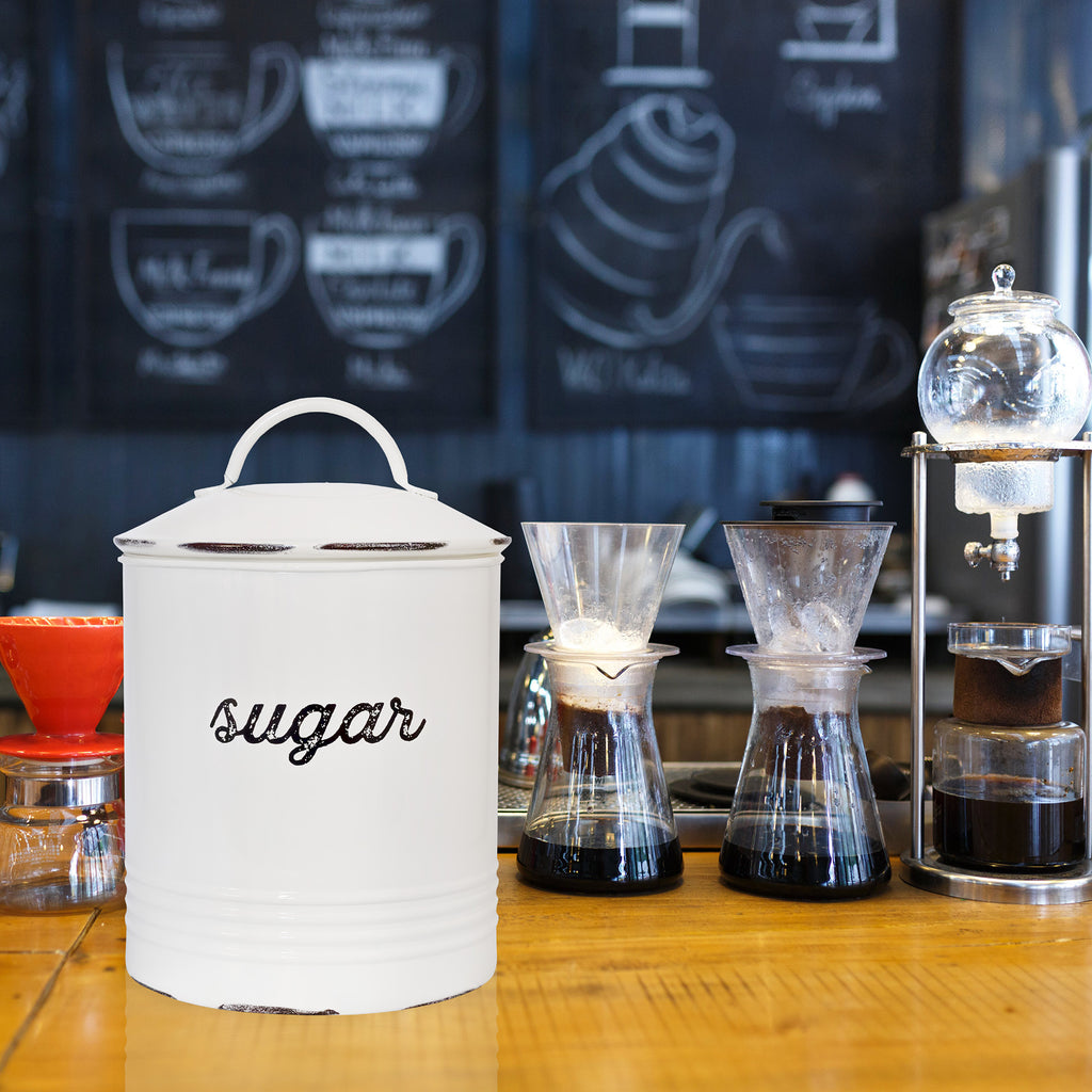 Enamelware White Sugar Canister - sh2066ah1