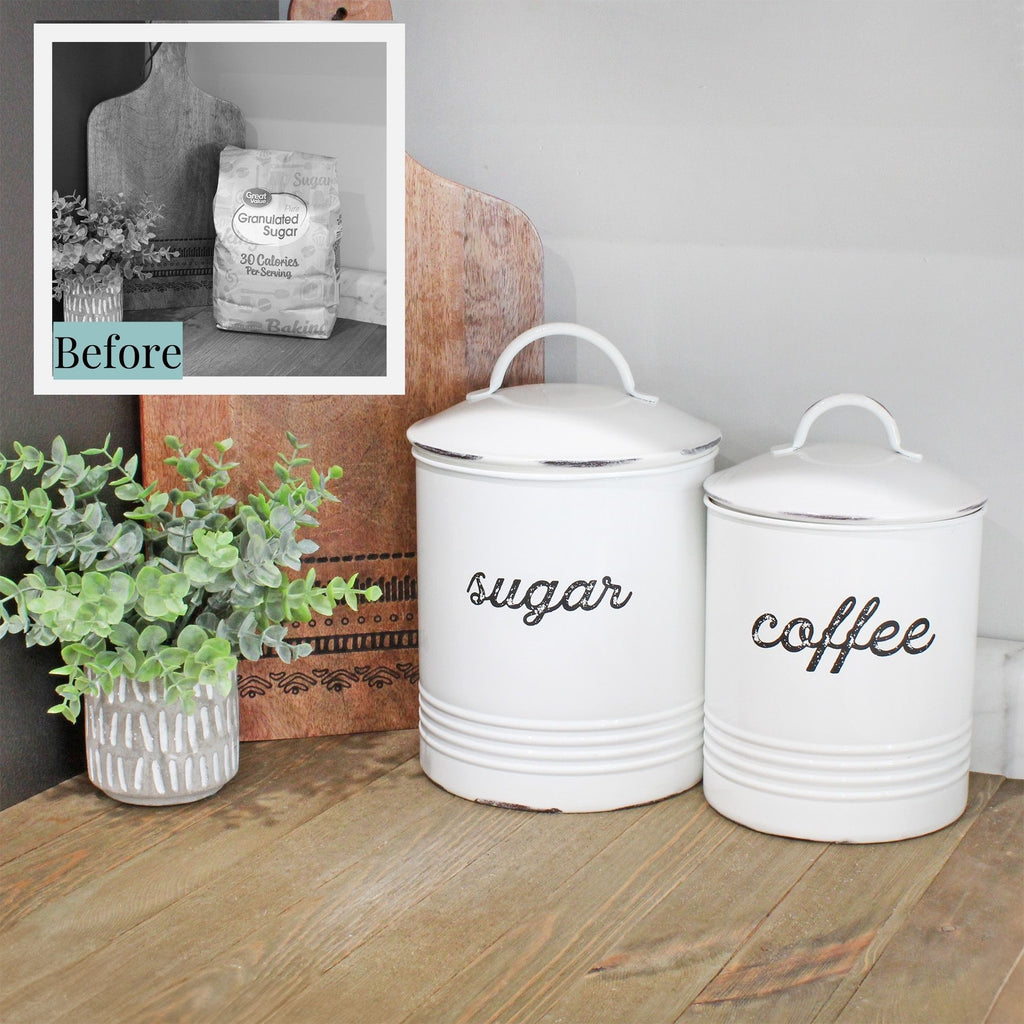 Enamelware White Sugar Canister - sh2066ah1