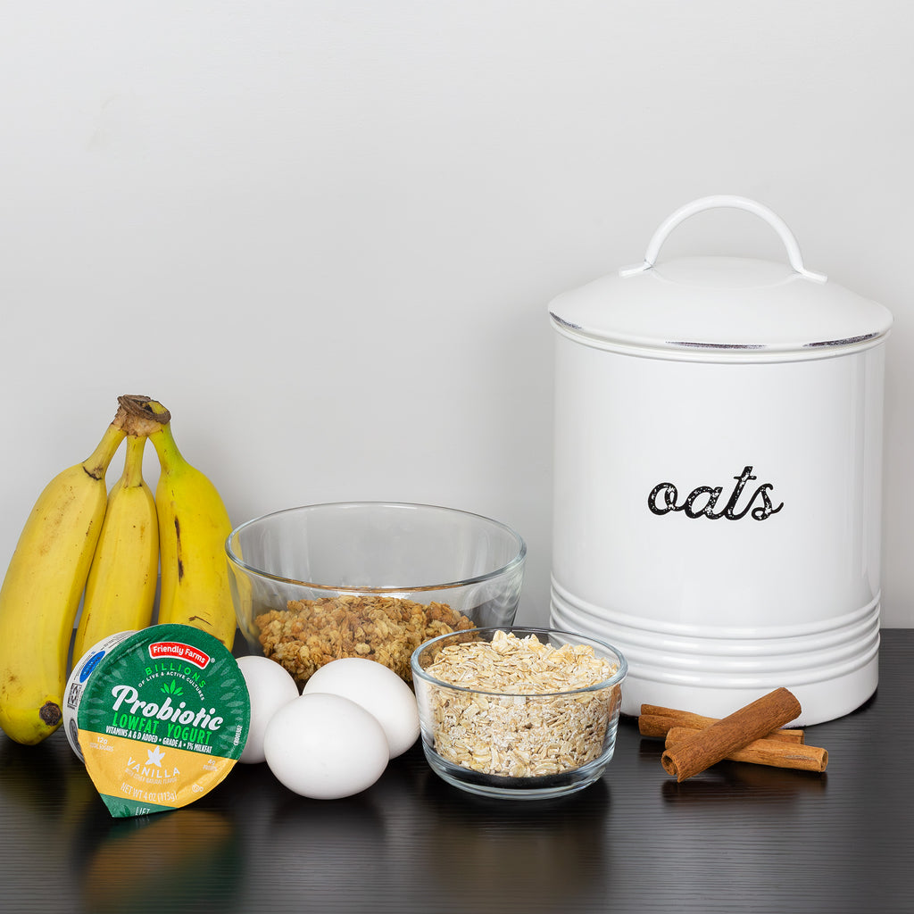 Enamelware White Oatmeal Canister - sh2068ah1