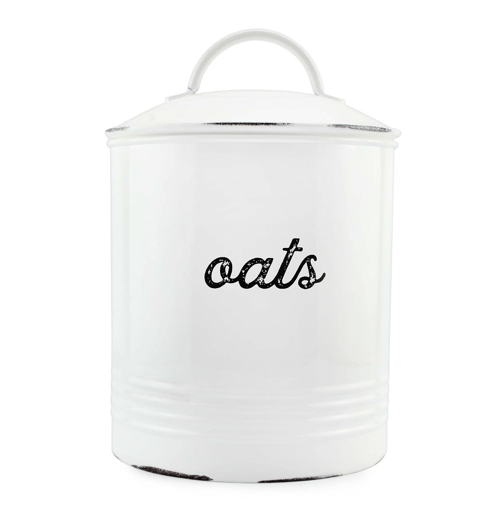 Enamelware White Oatmeal Canister (Case of 8) - 8X_SH_2068_CASE