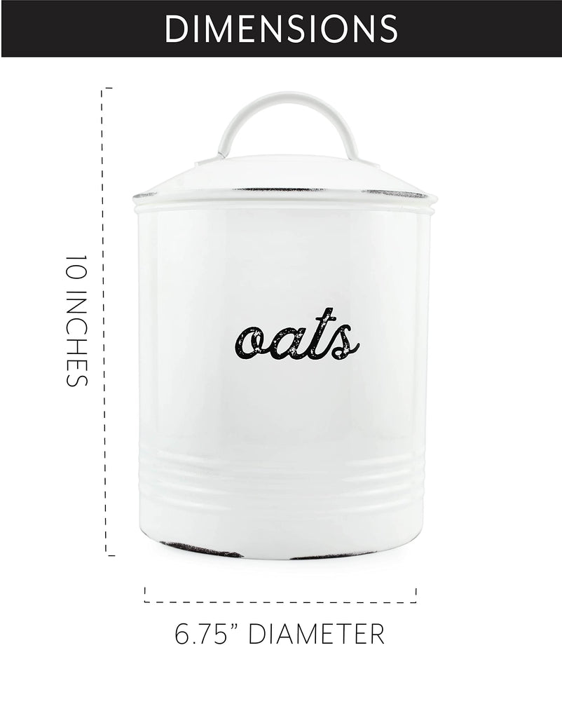 Enamelware White Oatmeal Canister - sh2068ah1