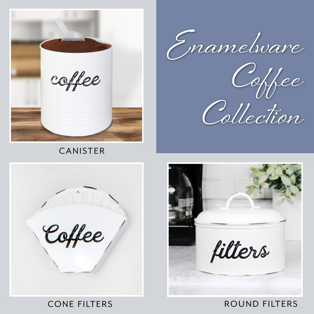 Enamelware White Coffee Canister (Case of 12) - SH_2069_CASE