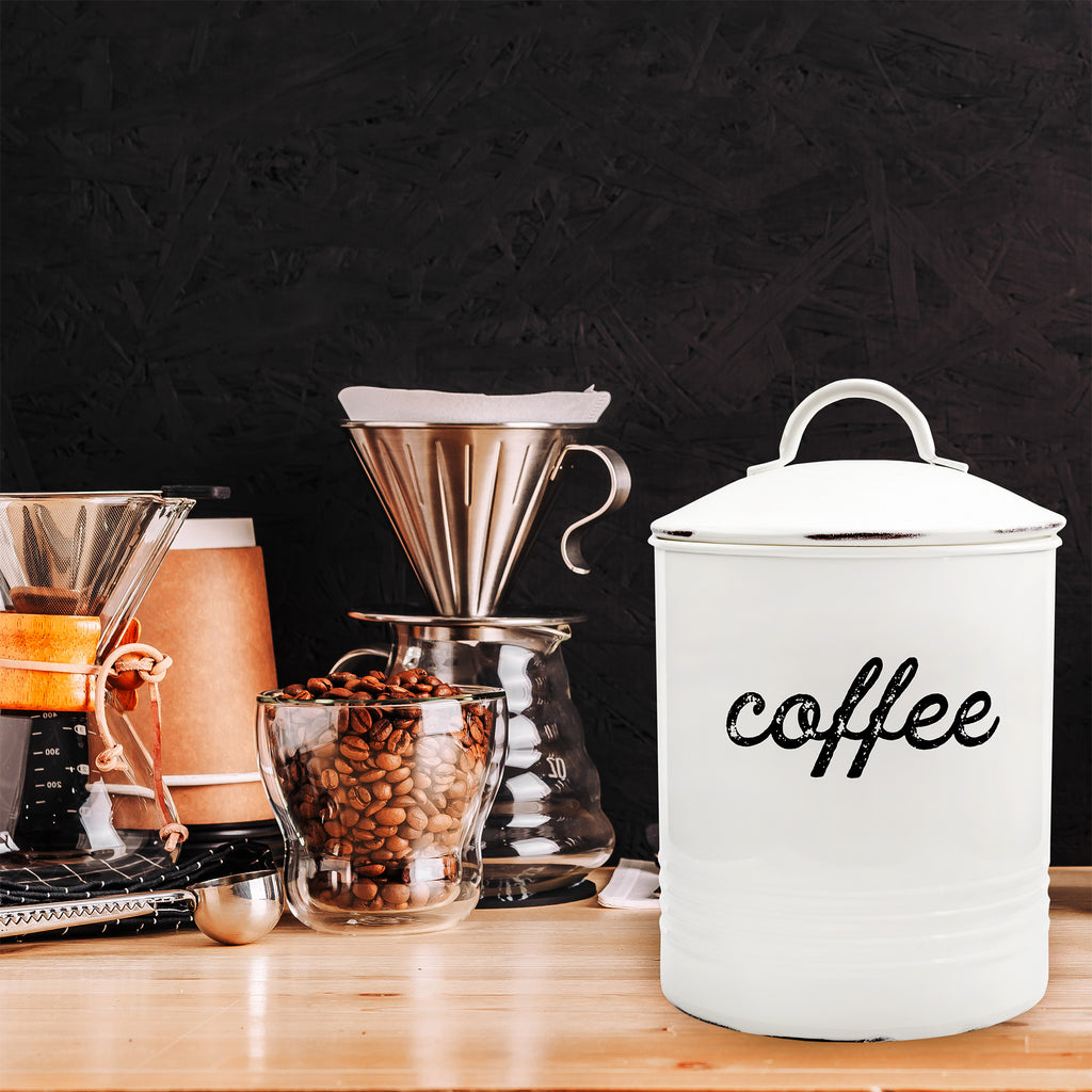 Enamelware White Coffee Canister - sh2069ah1