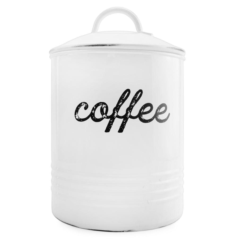 Enamelware White Coffee Canister (Case of 12) - 12X_SH_2069_CASE