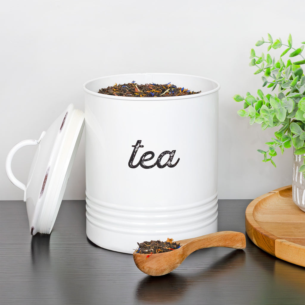 Enamelware White Tea Canister - sh2070ah1