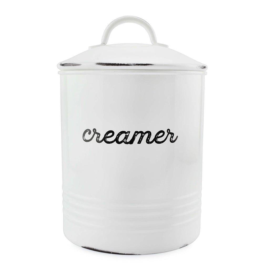 Enamelware White Creamer Canister (Case of 12) - 12X_SH_2071_CASE