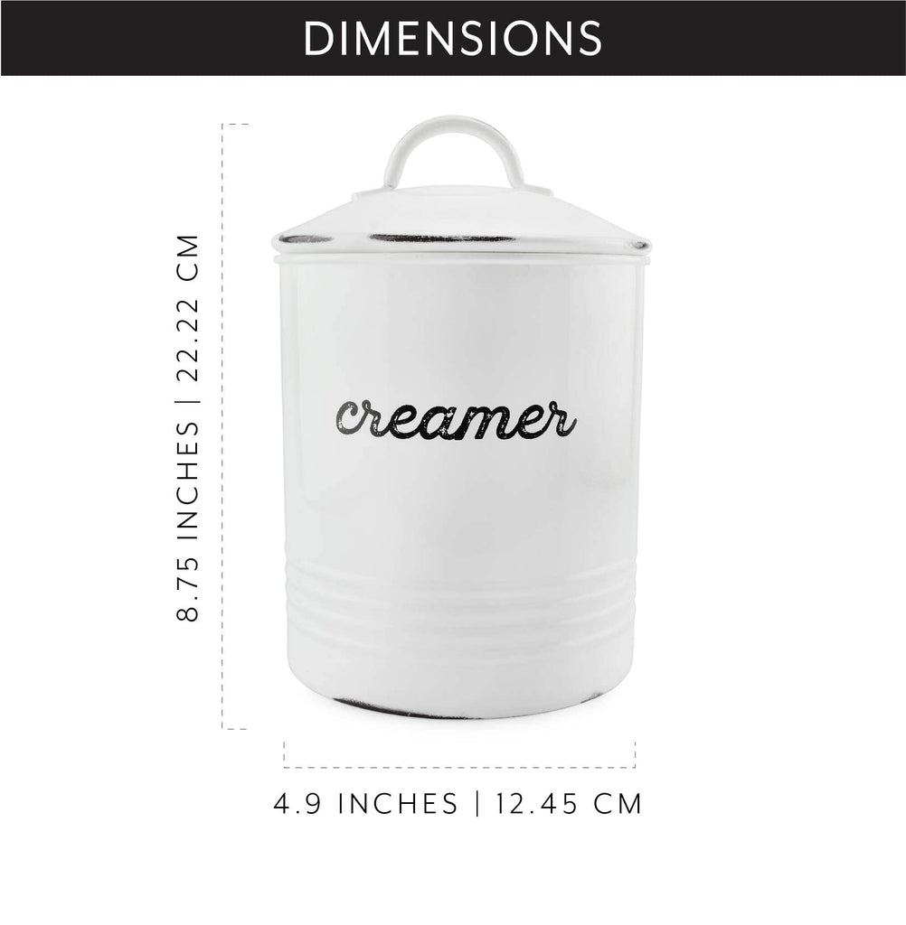 Enamelware White Creamer Canister (Case of 12) - 12X_SH_2071_CASE