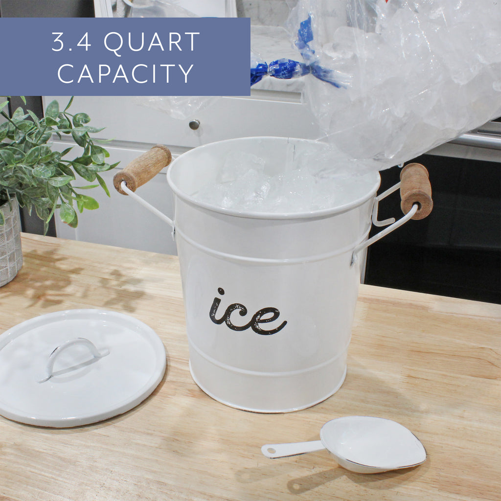 White Enamelware Ice Bucket - sh2025ah1