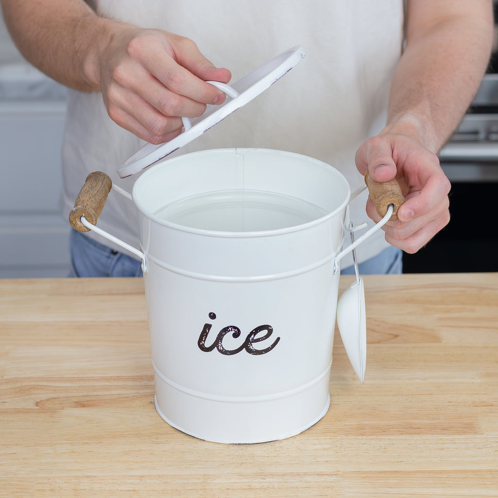 White Enamelware Ice Bucket - sh2025ah1