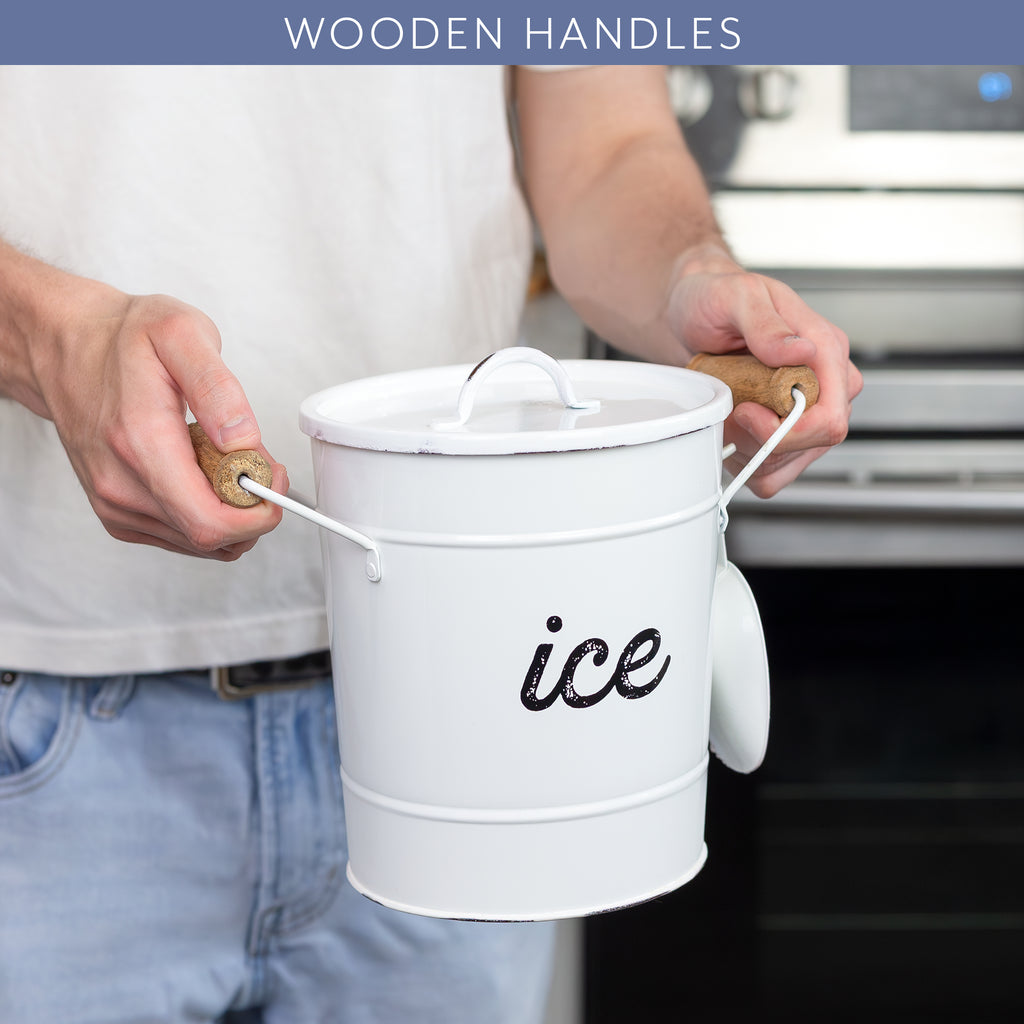 White Enamelware Ice Bucket - sh2025ah1