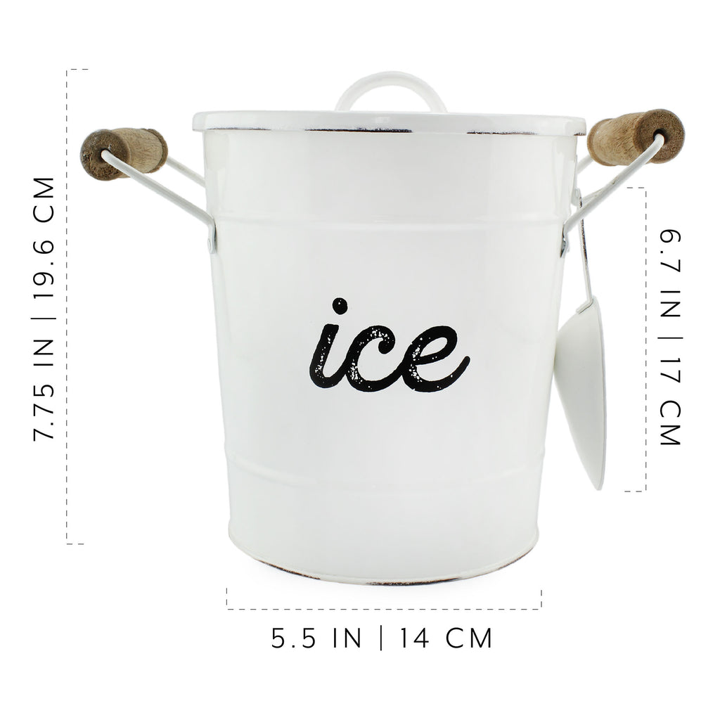 Rustic Enamelware Ice Bucket (Distressed White) - sh2025ah1