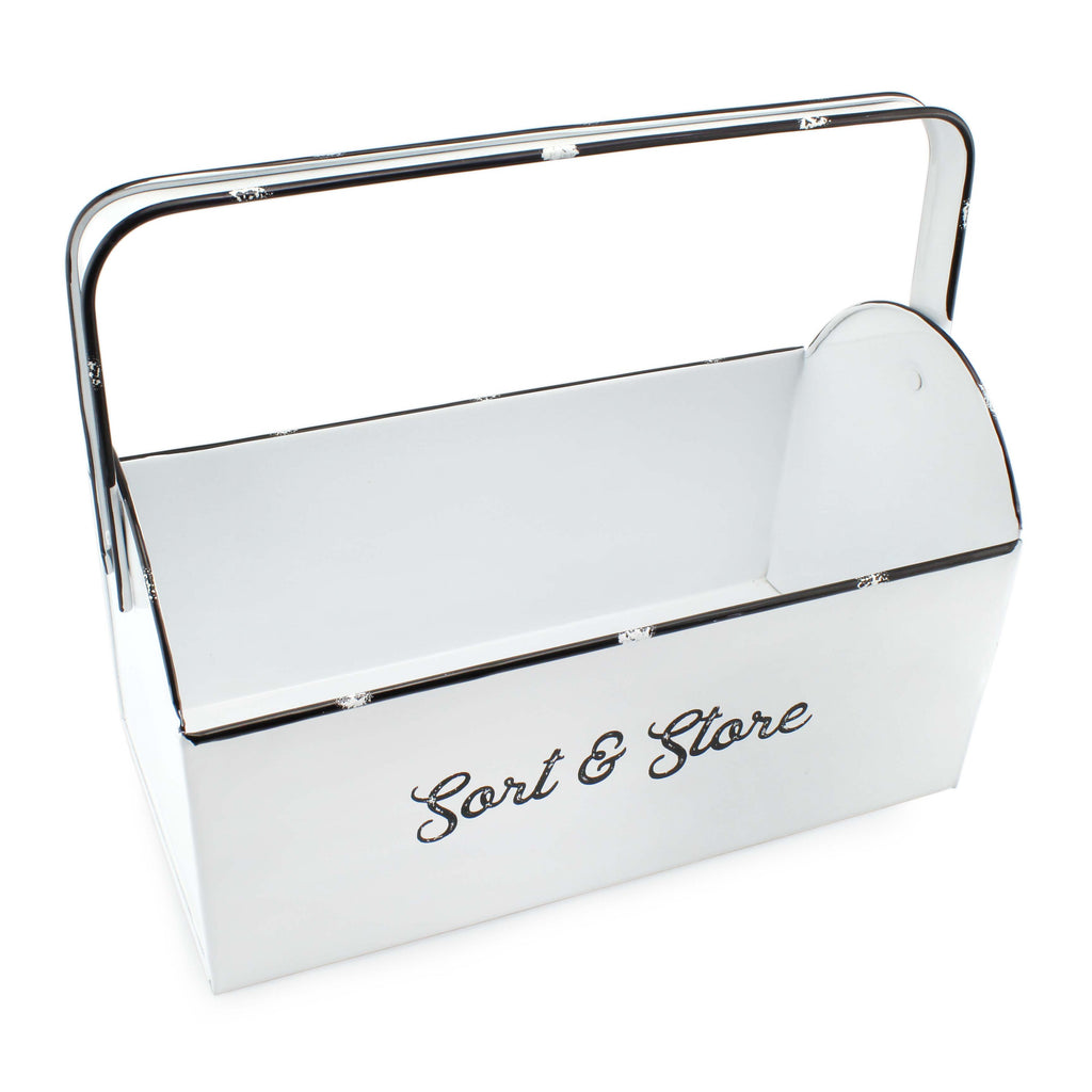 Enamelware Rustic Caddy with Handle (White, Case of 9) - 9X_SH_2089_CASE