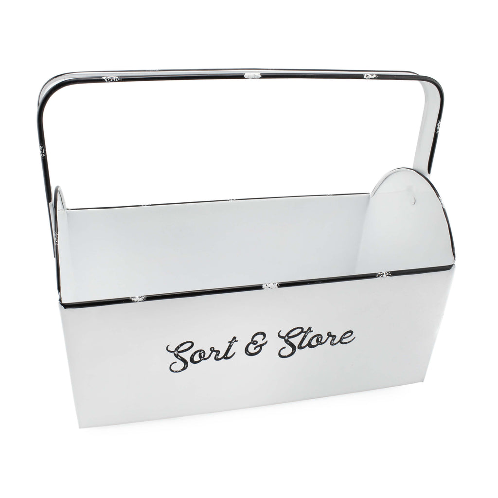 Enamelware Rustic Caddy with Handle (White, Case of 9) - 9X_SH_2089_CASE