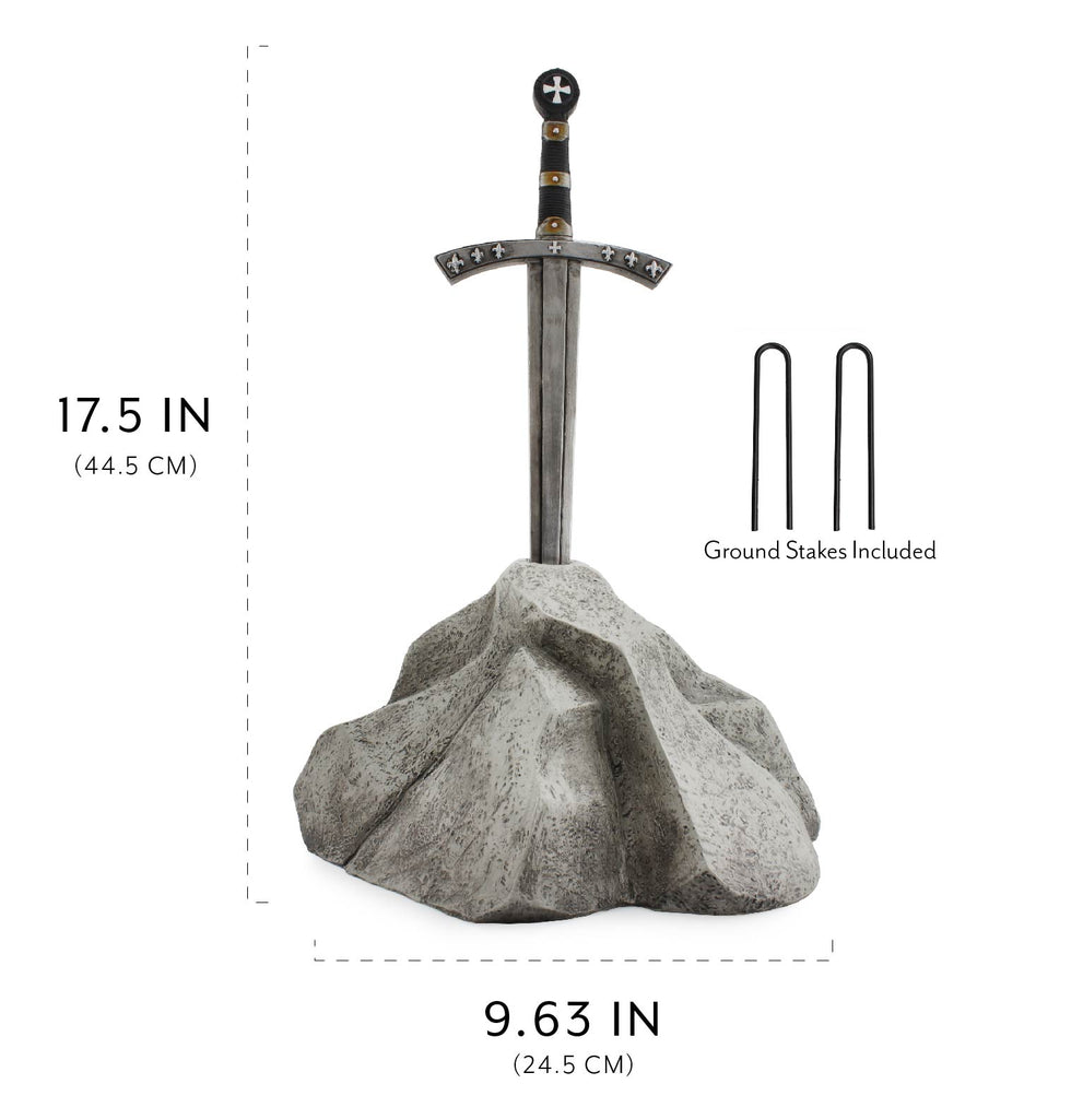 Sword in Stone Garden Statue (17x10x11 Inches) - sh2112es1