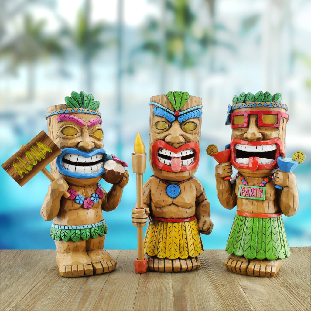 Solar Garden Tiki Statues (Set of 3) - sh2113dar0