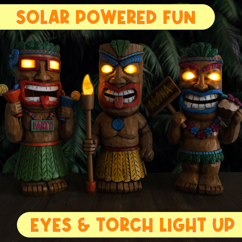 Solar Garden Tiki Statues (Case of 3 Sets) - 3X_SH_2113_CASE