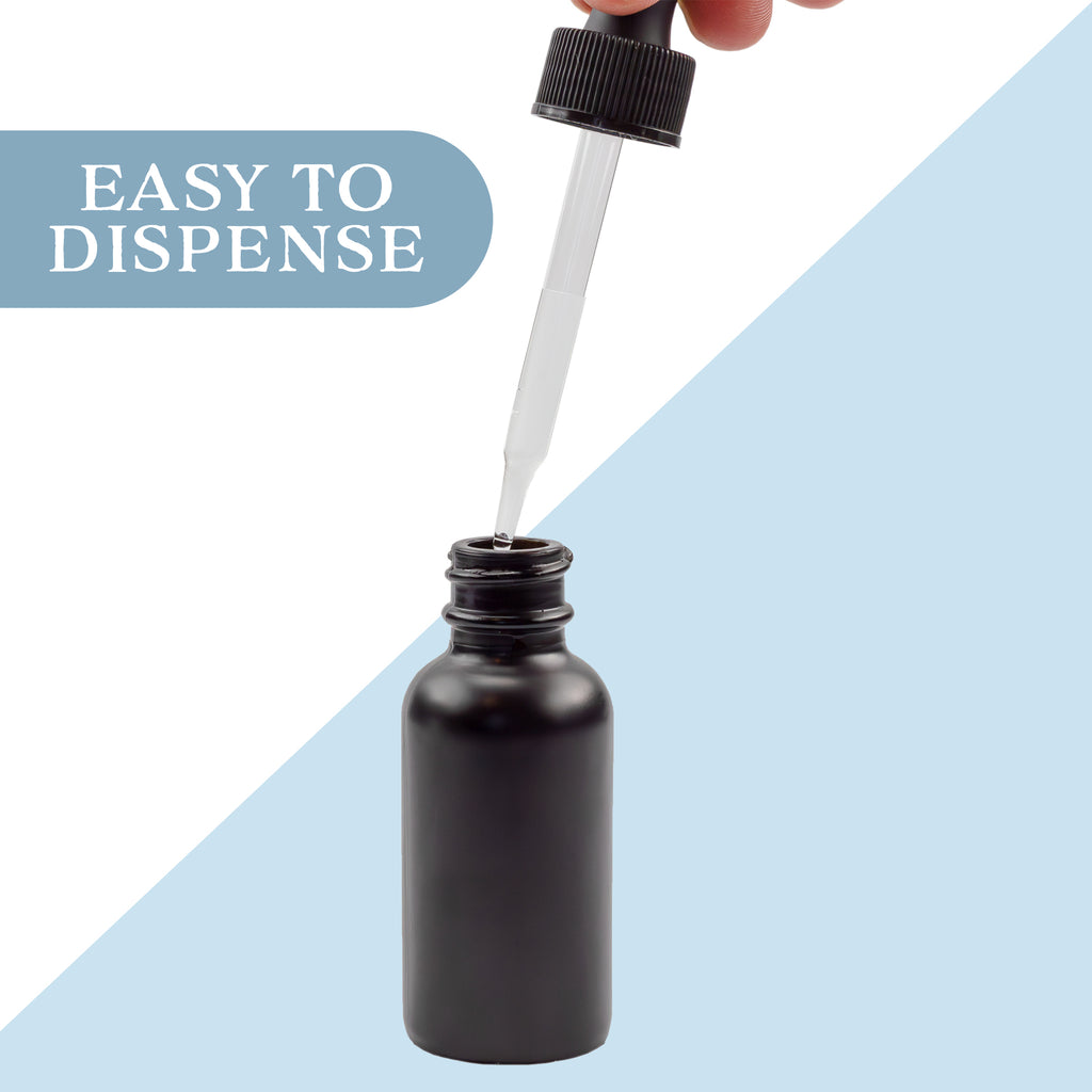 1oz Black Coated Glass UV Resistant Eye Dropper Bottles (6 pack) - sh1221cb0