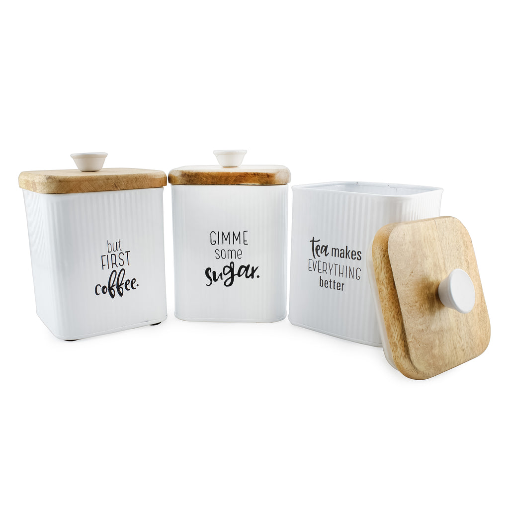 Farmhouse White Enamelware Canisters (Set of 3) - sh2114ah1