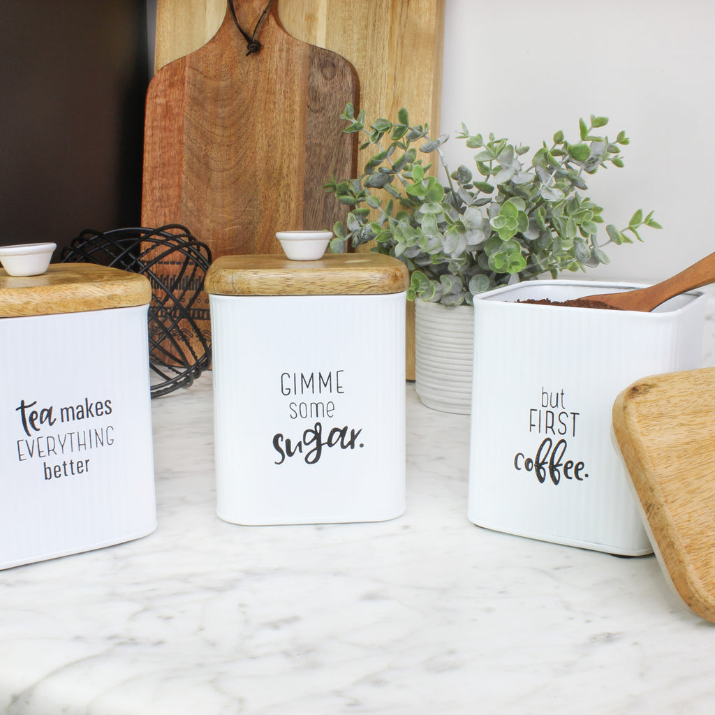 Farmhouse White Enamelware Canisters (Set of 3) - sh2114ah1