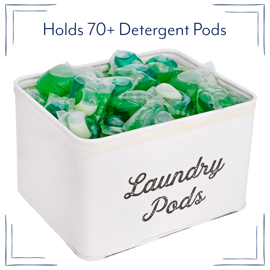 White Enamelware Laundry Pod Holder - sh2126ah1