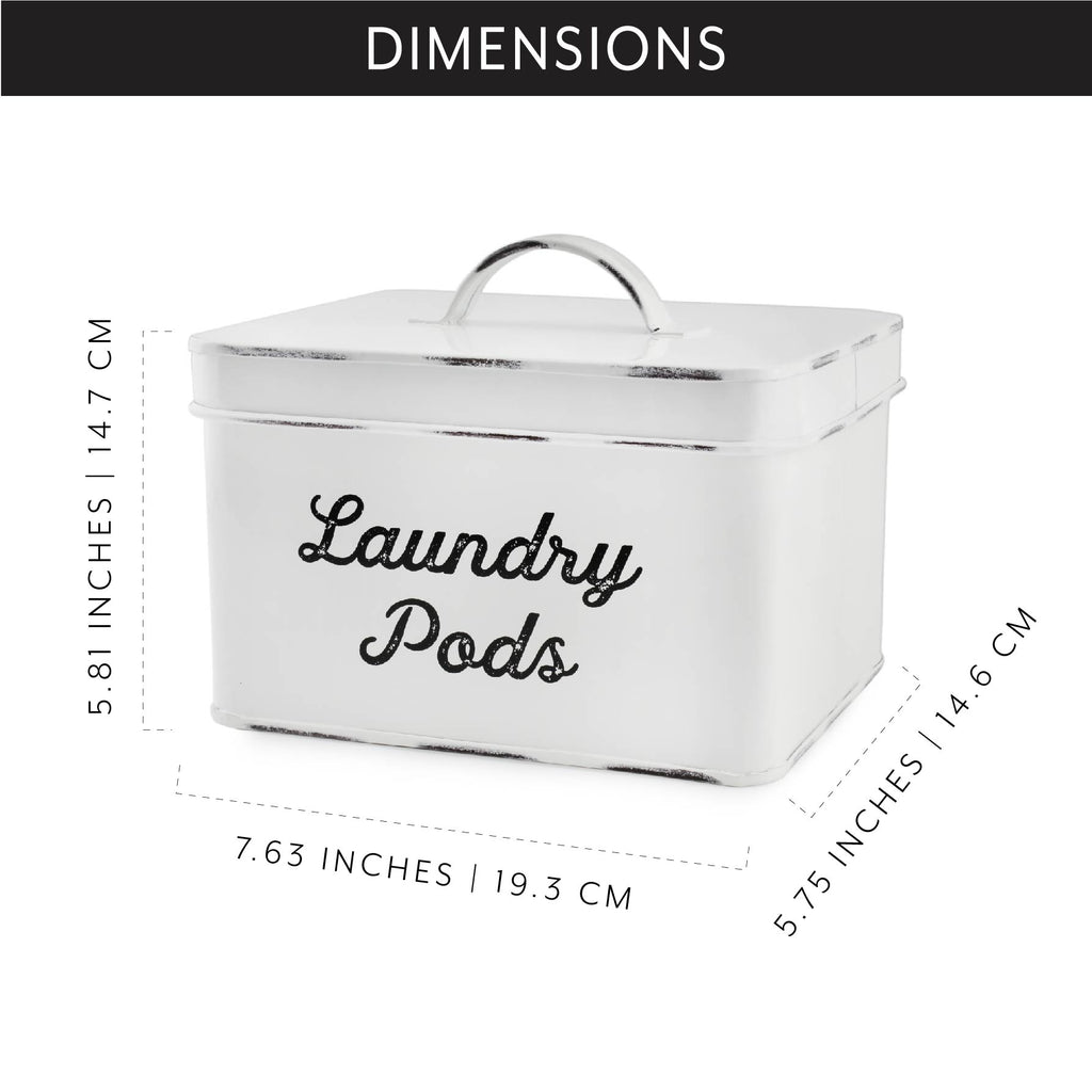 Enamelware Laundry Pod Holder; Rustic White Laundry Pod Storage Container (Case of 18) - 18X_SH_2126_CASE