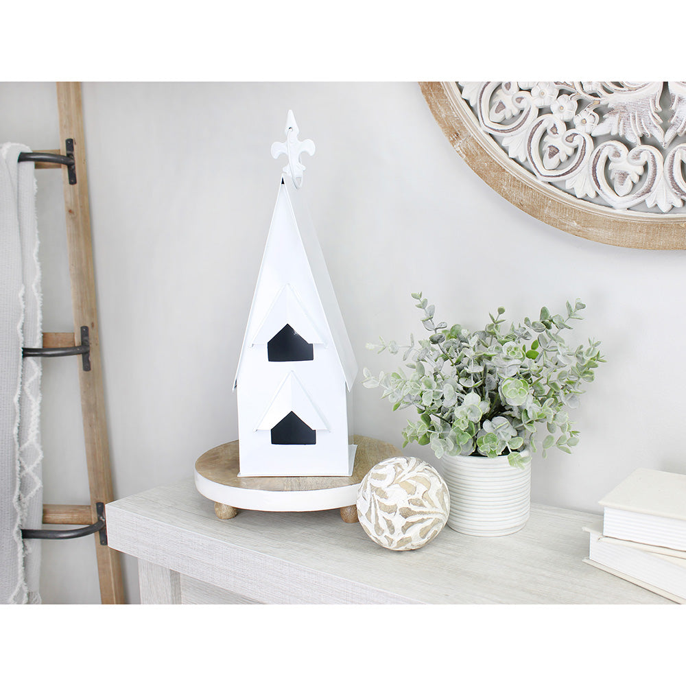 White Enamel Coated Decorative Birdhouse (Case of 4) - 4X_SH_2124_CASE